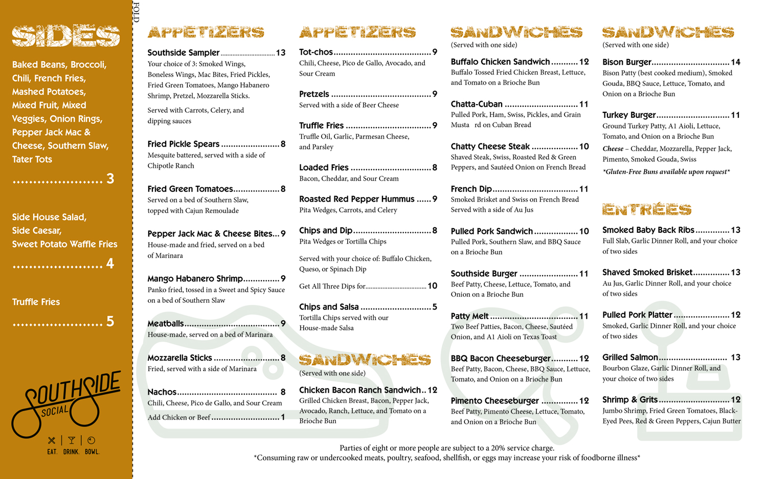 Menu Design by peterdesign for Southside Social | Design #17587360