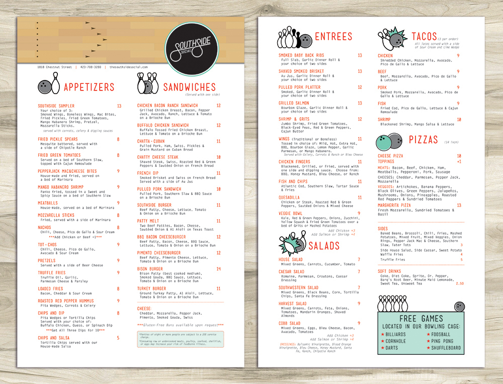 Design de Menu par mereum pour Southside Social | Design #17624328