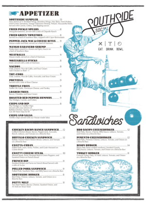 Menu Design by mrmrnjr for Southside Social | Design: #17655320