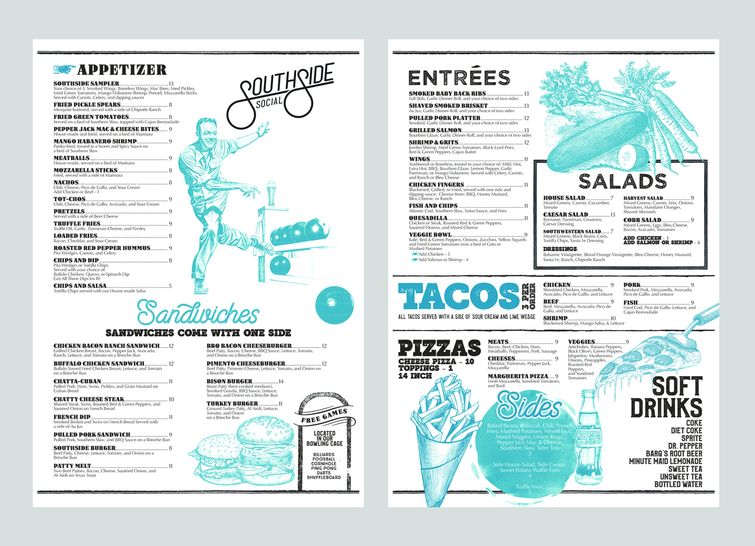 Menu Design by mrmrnjr for Southside Social | Design #17699905