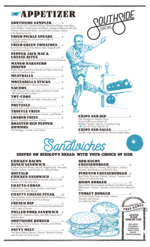 Menu Design by mrmrnjr for Southside Social | Design: #17742498