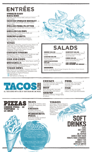 Food menu for Southside Social LLC