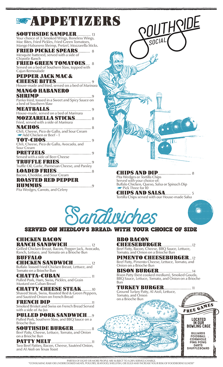 Menu Design by mrmrnjr for Southside Social | Design #17907965