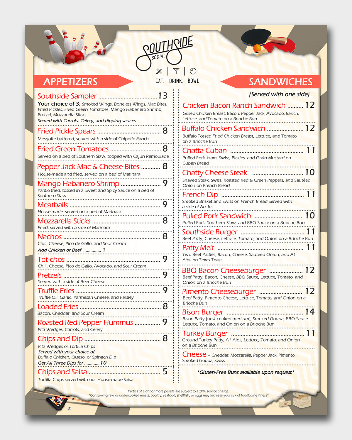 Menu Design by Lesaba Design for Southside Social | Design #17600412