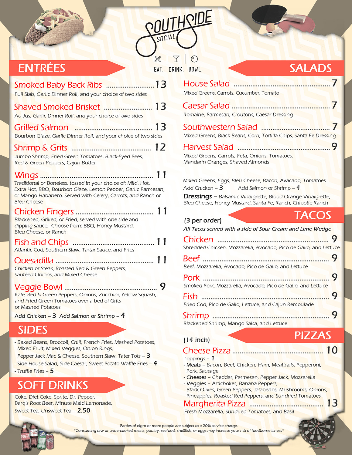 Design de Menu par Lesaba Design pour Southside Social | Design #17661911
