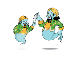 An adult and a kid genie | Diseño Con Ilustración por dv