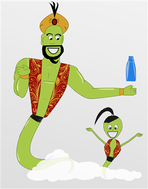 An adult and a kid genie | Illustration Design by Ramya Sarang
