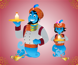 An adult and a kid genie