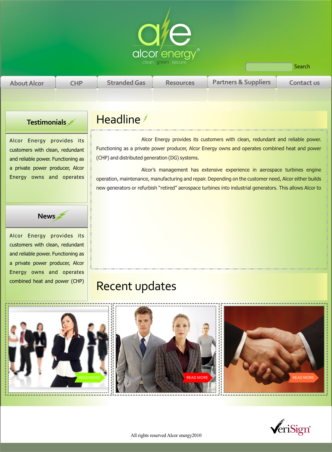 Diseño Web por LORIKEET CG para Alcor Energy Solutions, LLC | Diseño #46701