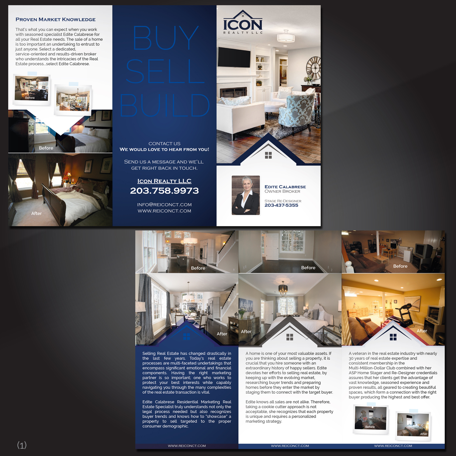 modern upmarket real estate agent flyer design for icon realty llc sales flyer for real estate photography