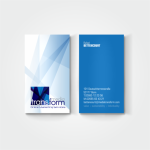 Visitenkarten-Design von Younggrasshopper für Transform Media UG | Design #17558379