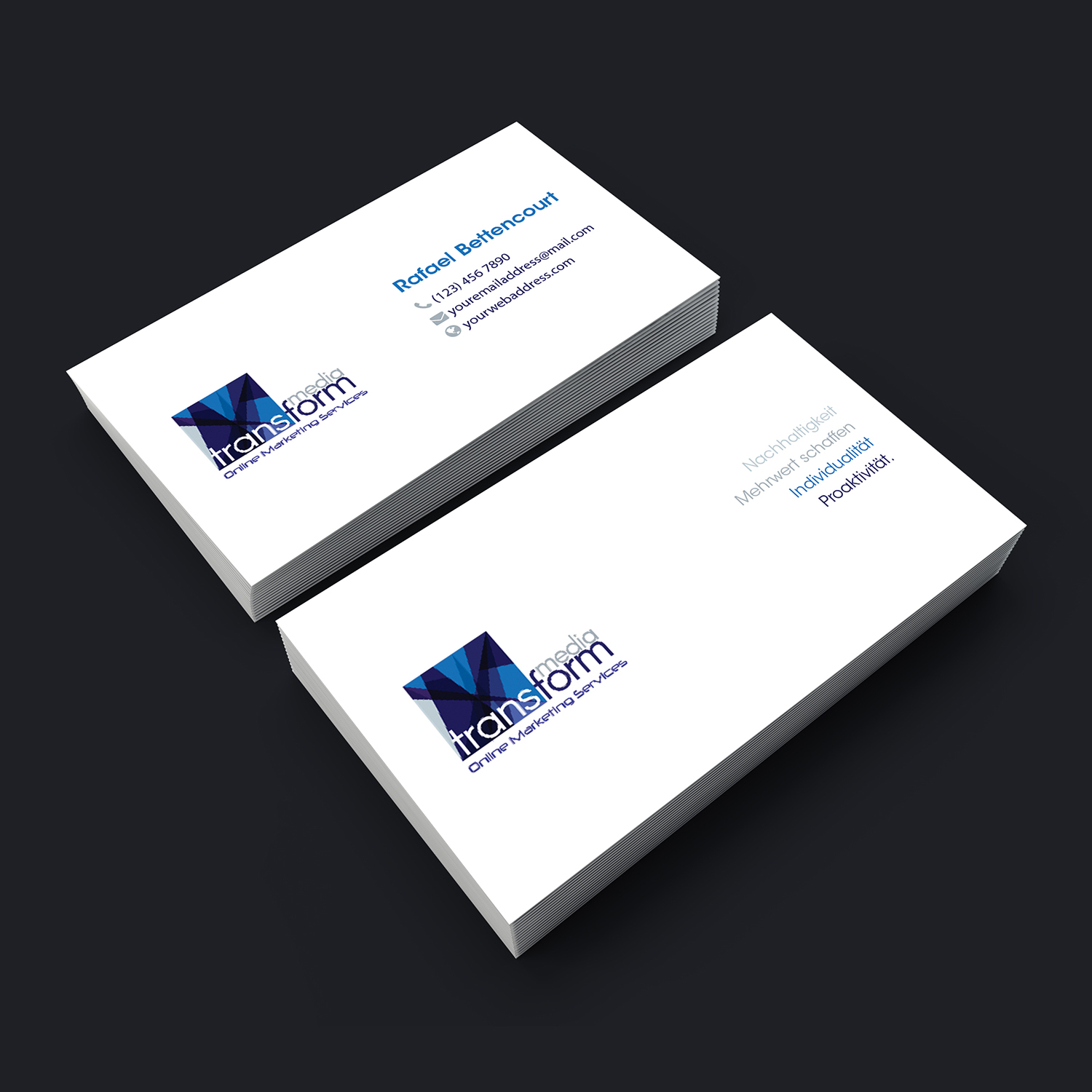 Diseño de Tarjeta de Presentación por KreativeDesk para Transform Media UG | Diseño #17628116