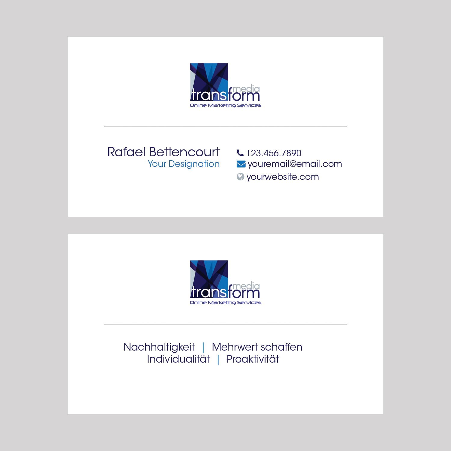 Diseño de Tarjeta de Presentación por De Doctor para Transform Media UG | Diseño #17642056