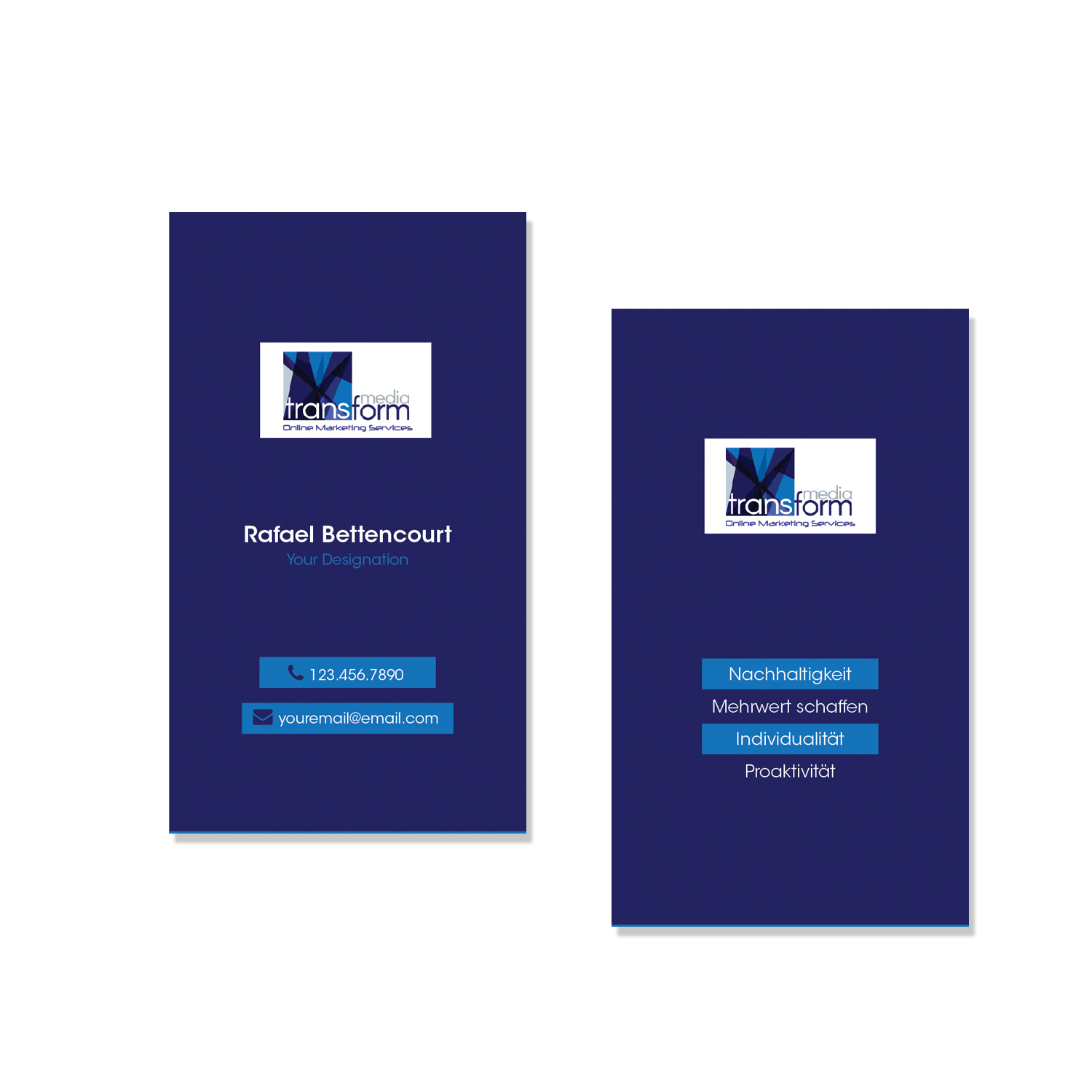 Diseño de Tarjeta de Presentación por De Doctor para Transform Media UG | Diseño #17642061