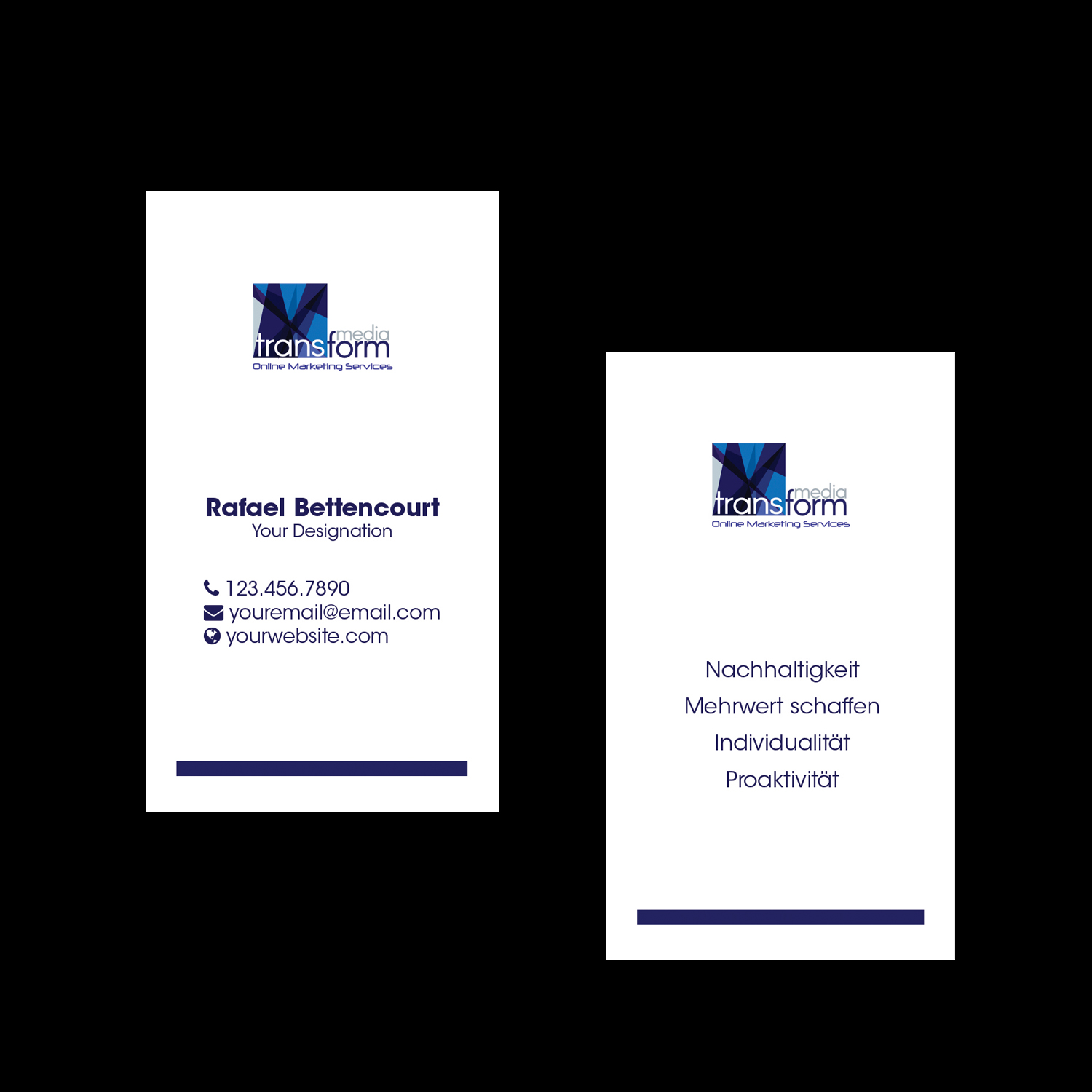 Diseño de Tarjeta de Presentación por De Doctor para Transform Media UG | Diseño #17642063