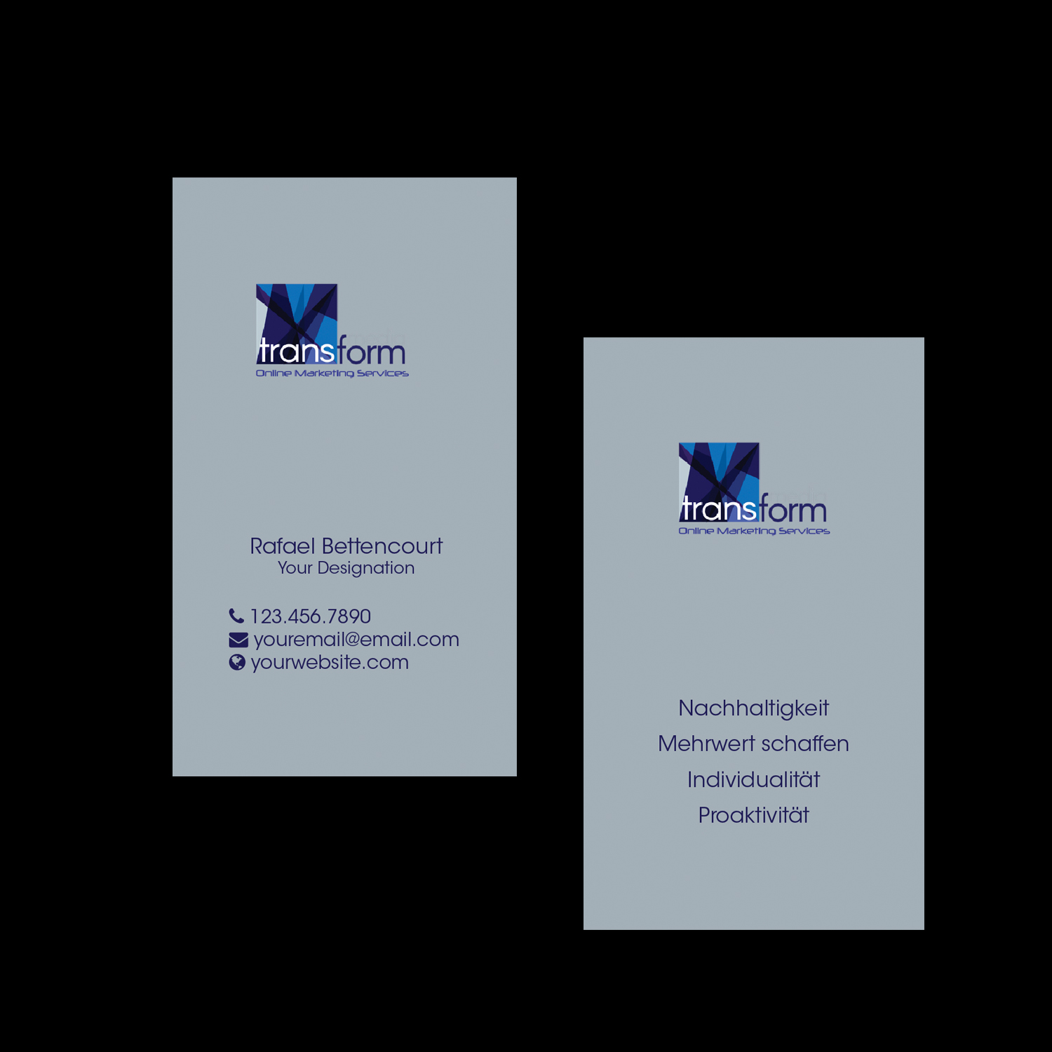 Diseño de Tarjeta de Presentación por De Doctor para Transform Media UG | Diseño #17642068