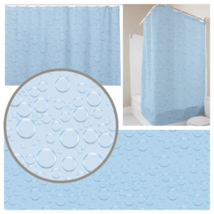 Shower Curtain design with floating bubbles (optical illusion effect) | Diseño de Mercancía por Natasa m.