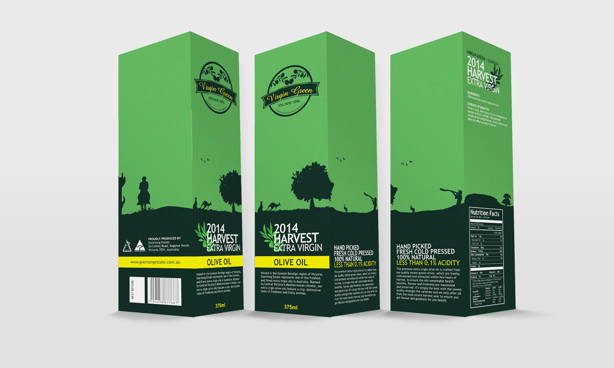 Packaging Design by The Creativehaus for Virgin Green Olive Farm Pty Ltd | Design #2818326