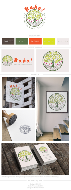 Raha!  Raw Food, Yoga, Energy Work | Logo Design by Maurissahunter