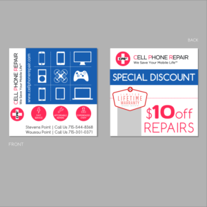 Coaster Design for Cell Phone Repair & computer repair business | Merchandize Design by elveneclipse