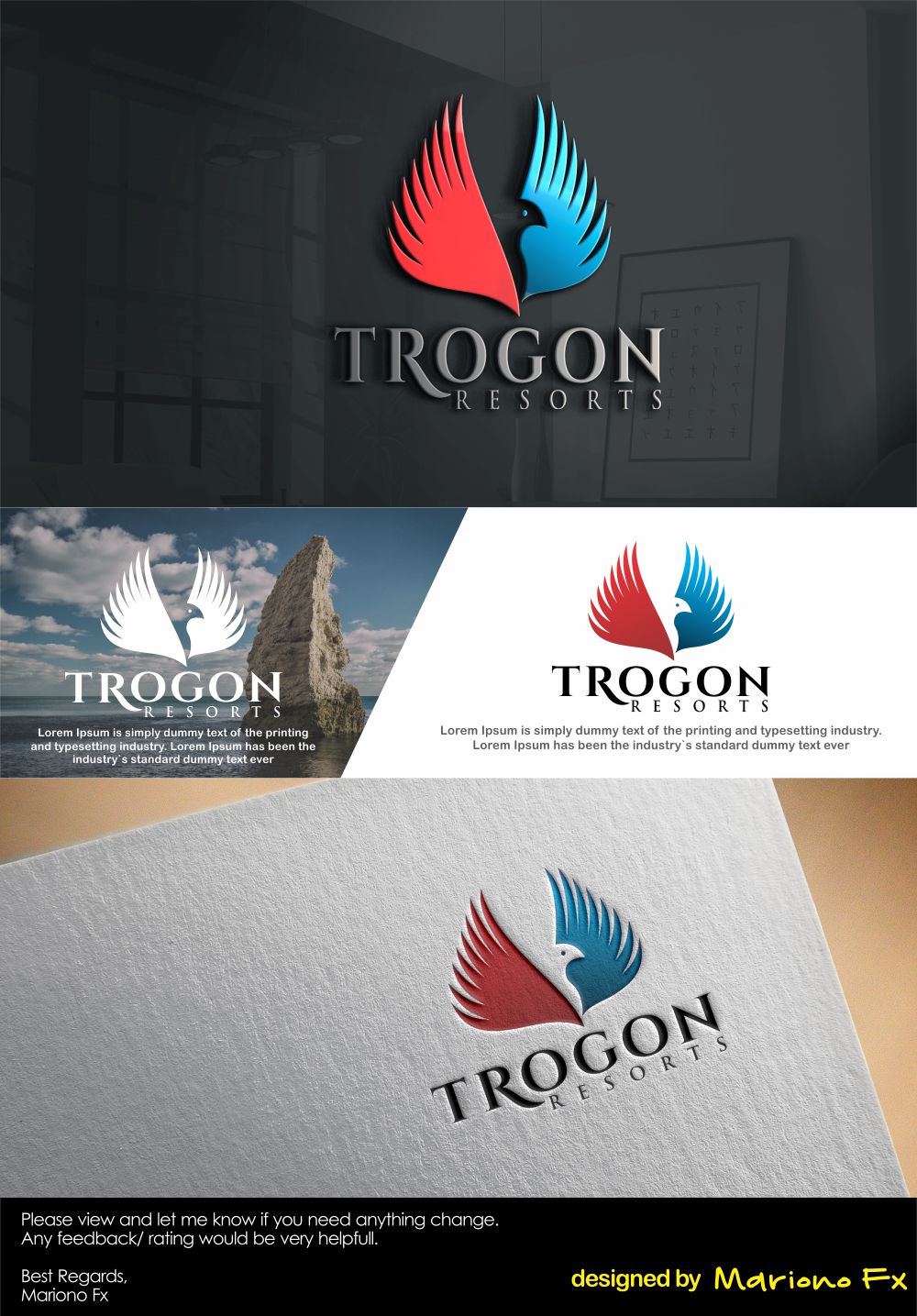 Logo Design by Mariono Fx for Trogon Resorts, Inc | Design #17602395