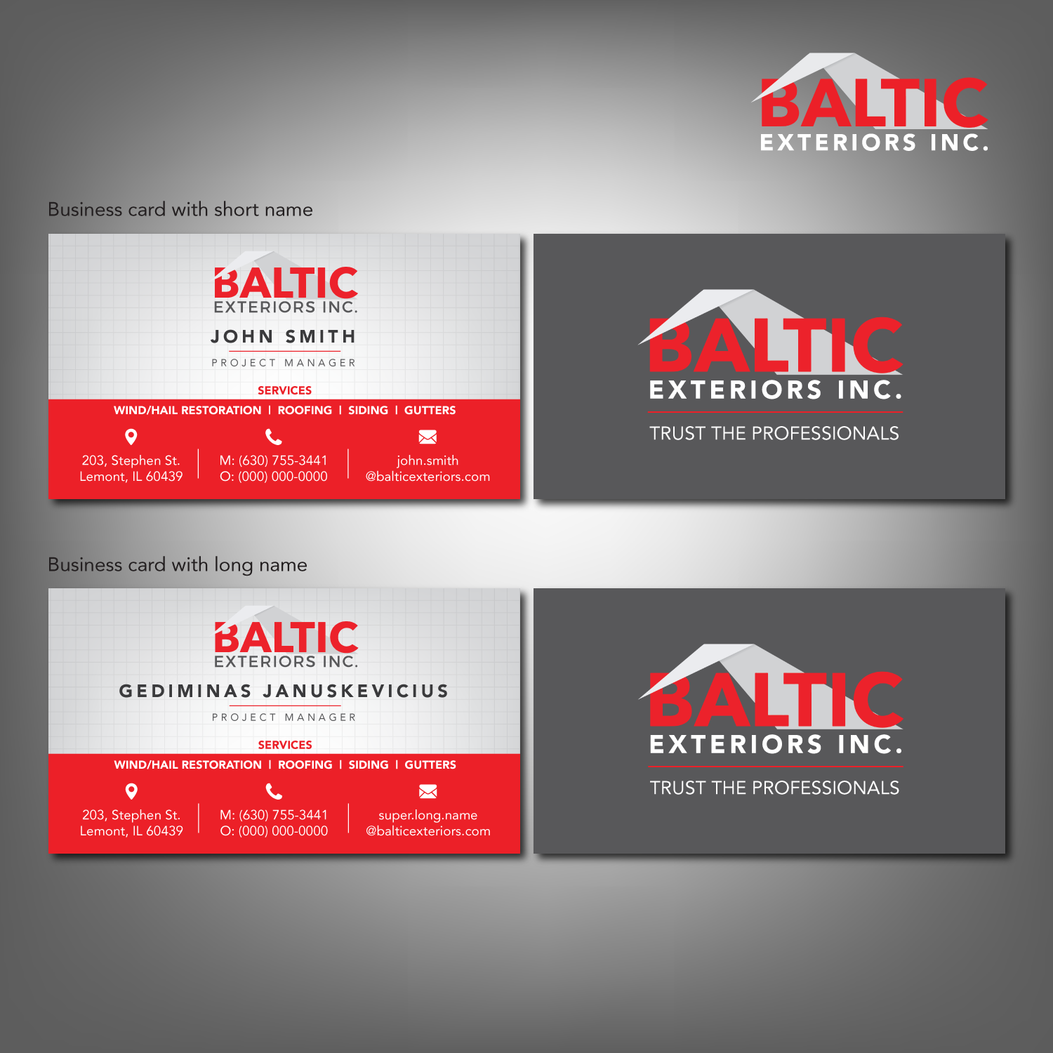 Business Card Design by adiazudin for Baltic Exteriors | Design #17650173