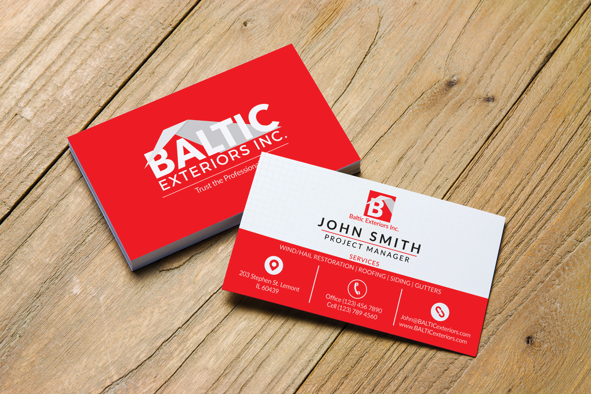 Business Card Design by JK18 for Baltic Exteriors | Design #17569349