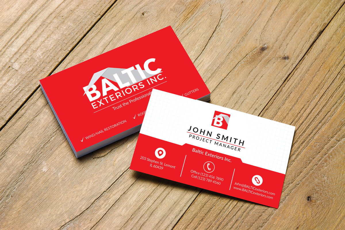 Business Card Design by JK18 for Baltic Exteriors | Design #17577975