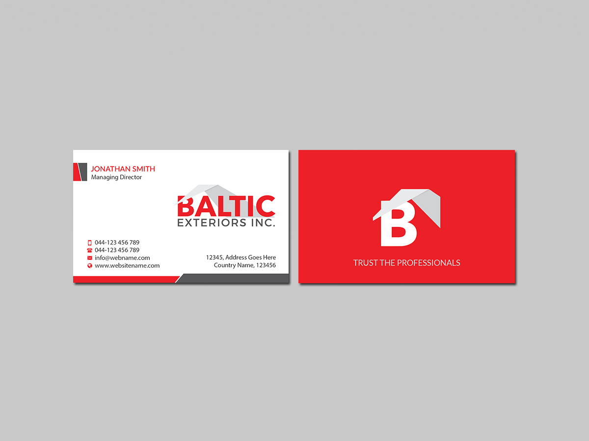 Business Card Design by Creations Box 2015 for Baltic Exteriors | Design #17576380