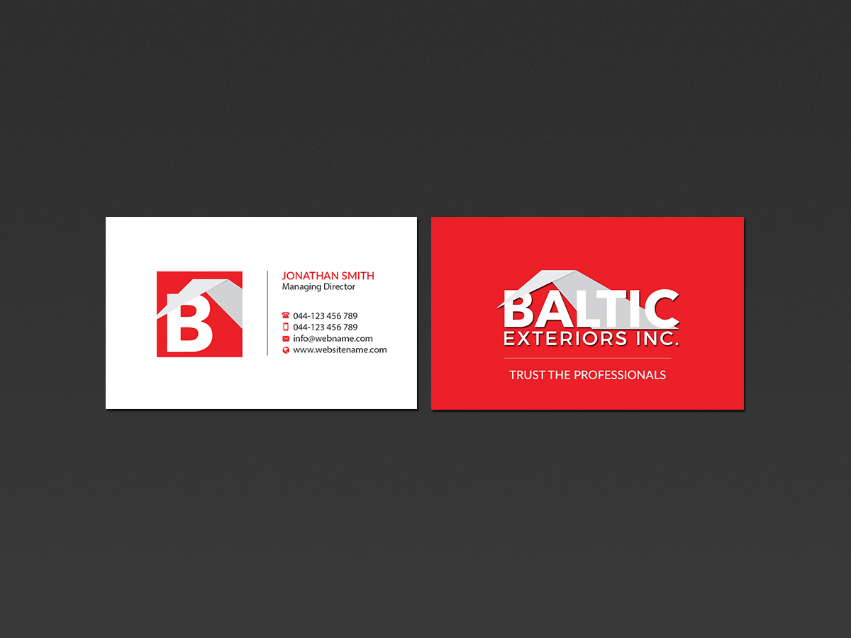Business Card Design by Creations Box 2015 for Baltic Exteriors | Design #17576381