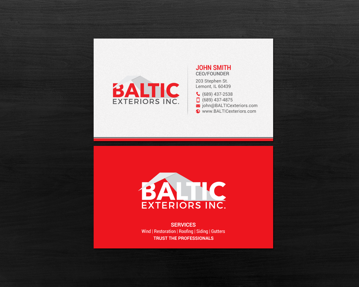 Business Card Design by chandrayaan.creative for Baltic Exteriors | Design #17584199