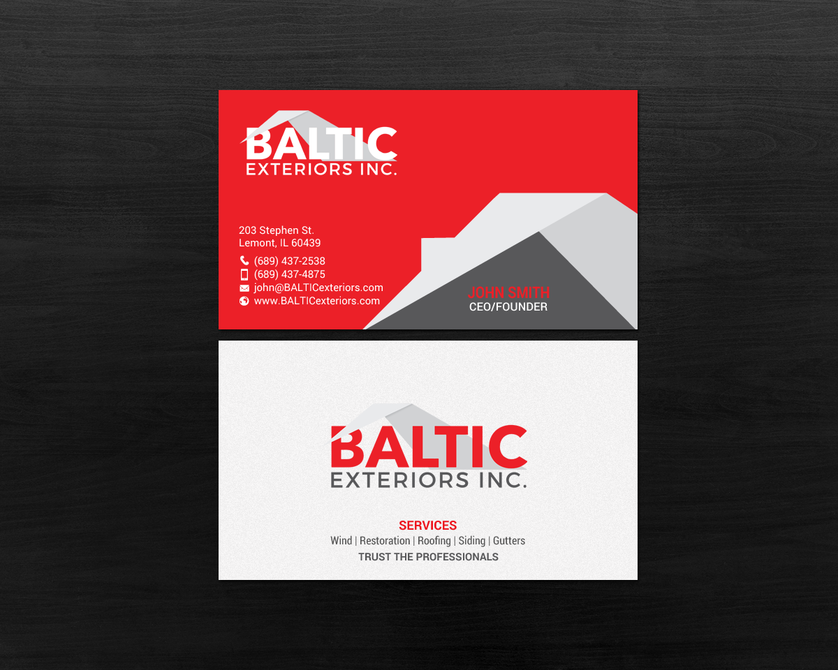 Business Card Design by chandrayaan.creative for Baltic Exteriors | Design #17584980