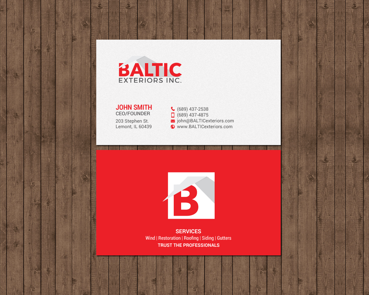 Business Card Design by chandrayaan.creative for Baltic Exteriors | Design #17584984