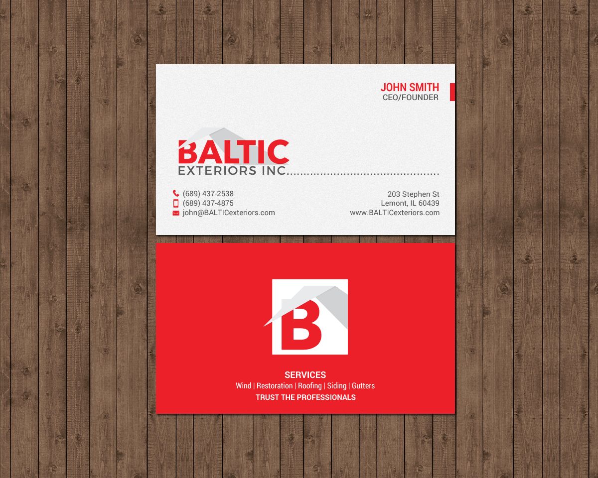 Diseño de Tarjeta de Presentación por chandrayaan.creative para Baltic Exteriors | Diseño #17586982