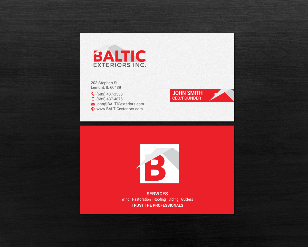 Business Card Design by chandrayaan.creative for Baltic Exteriors | Design #17586983