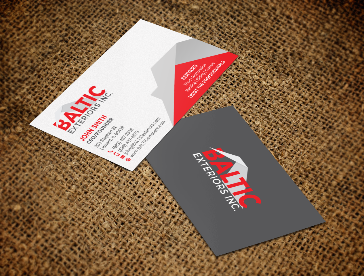 Business Card Design by chandrayaan.creative for Baltic Exteriors | Design #17604893