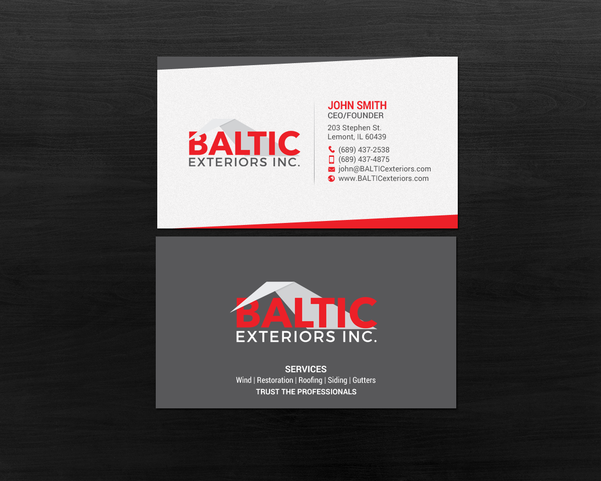 Business Card Design by chandrayaan.creative for Baltic Exteriors | Design #17604979