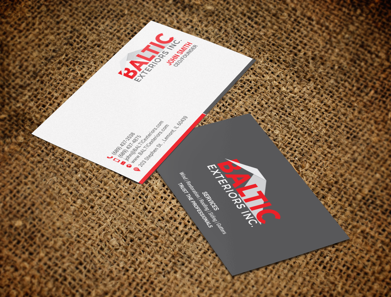 Business Card Design by chandrayaan.creative for Baltic Exteriors | Design #17605069