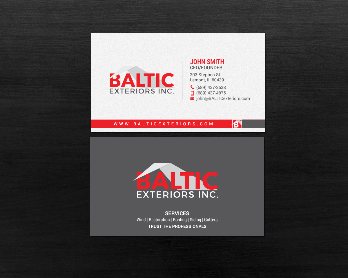 Business Card Design by chandrayaan.creative for Baltic Exteriors | Design #17605104