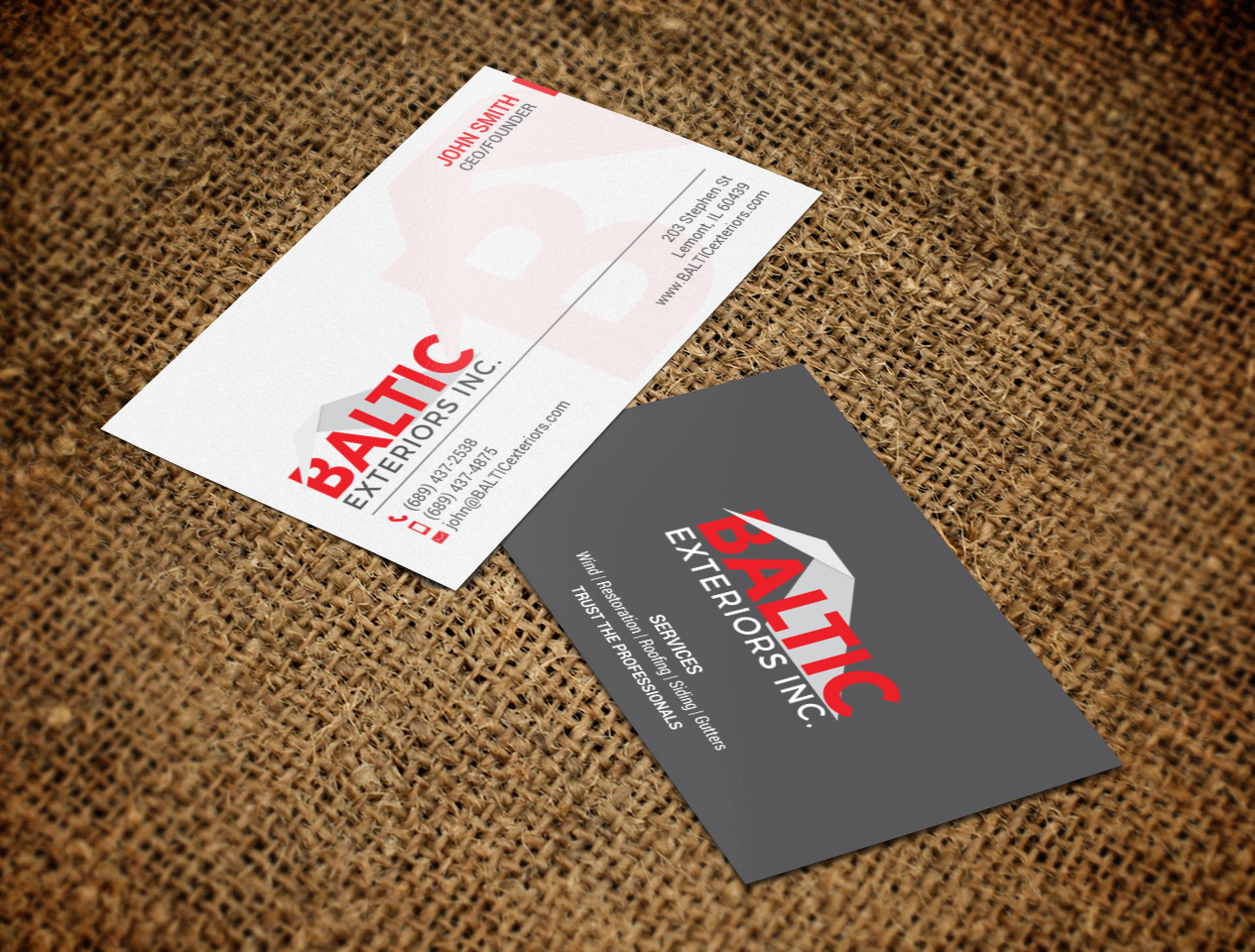 Business Card Design by chandrayaan.creative for Baltic Exteriors | Design #17605106