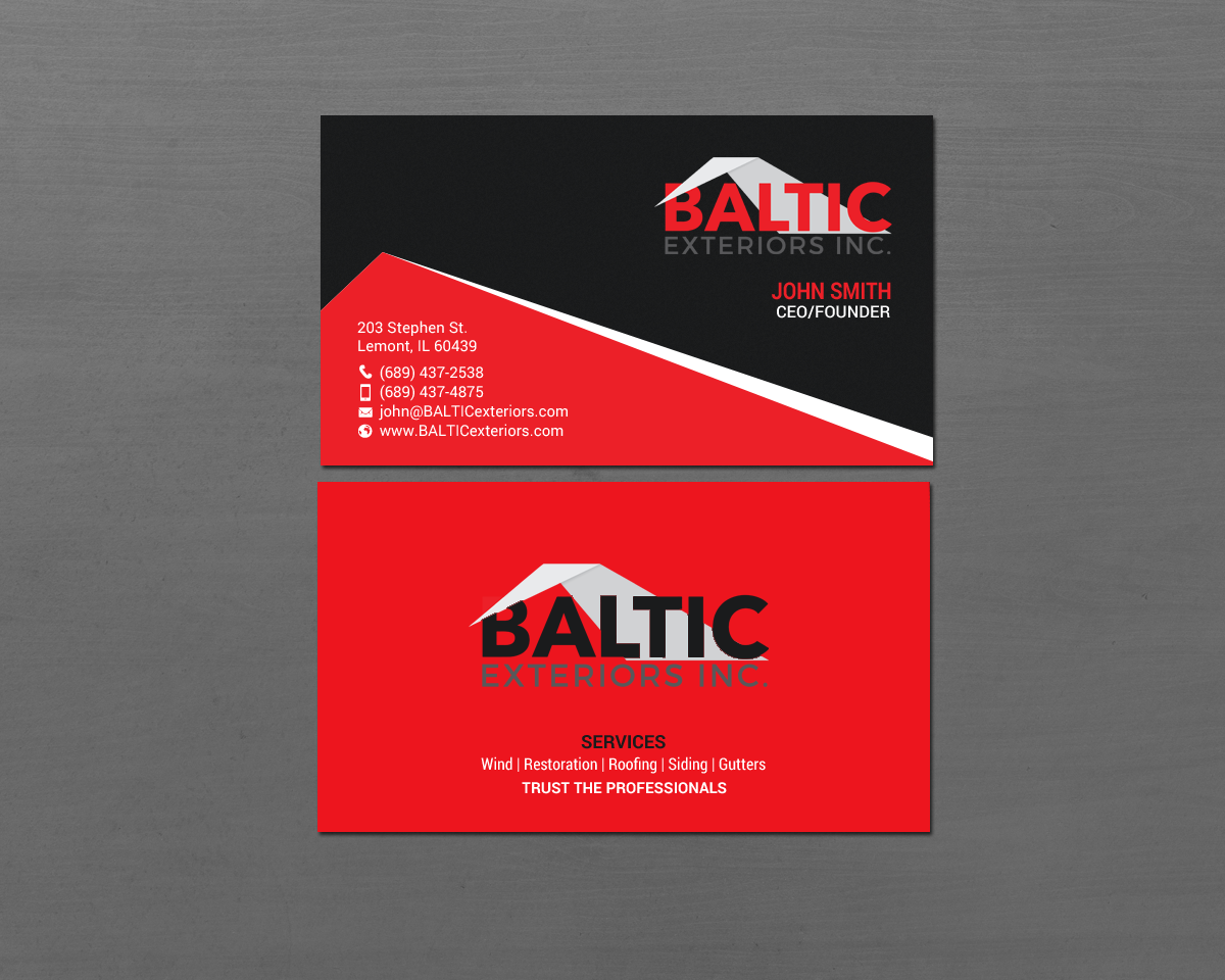 Business Card Design by chandrayaan.creative for Baltic Exteriors | Design #17605108