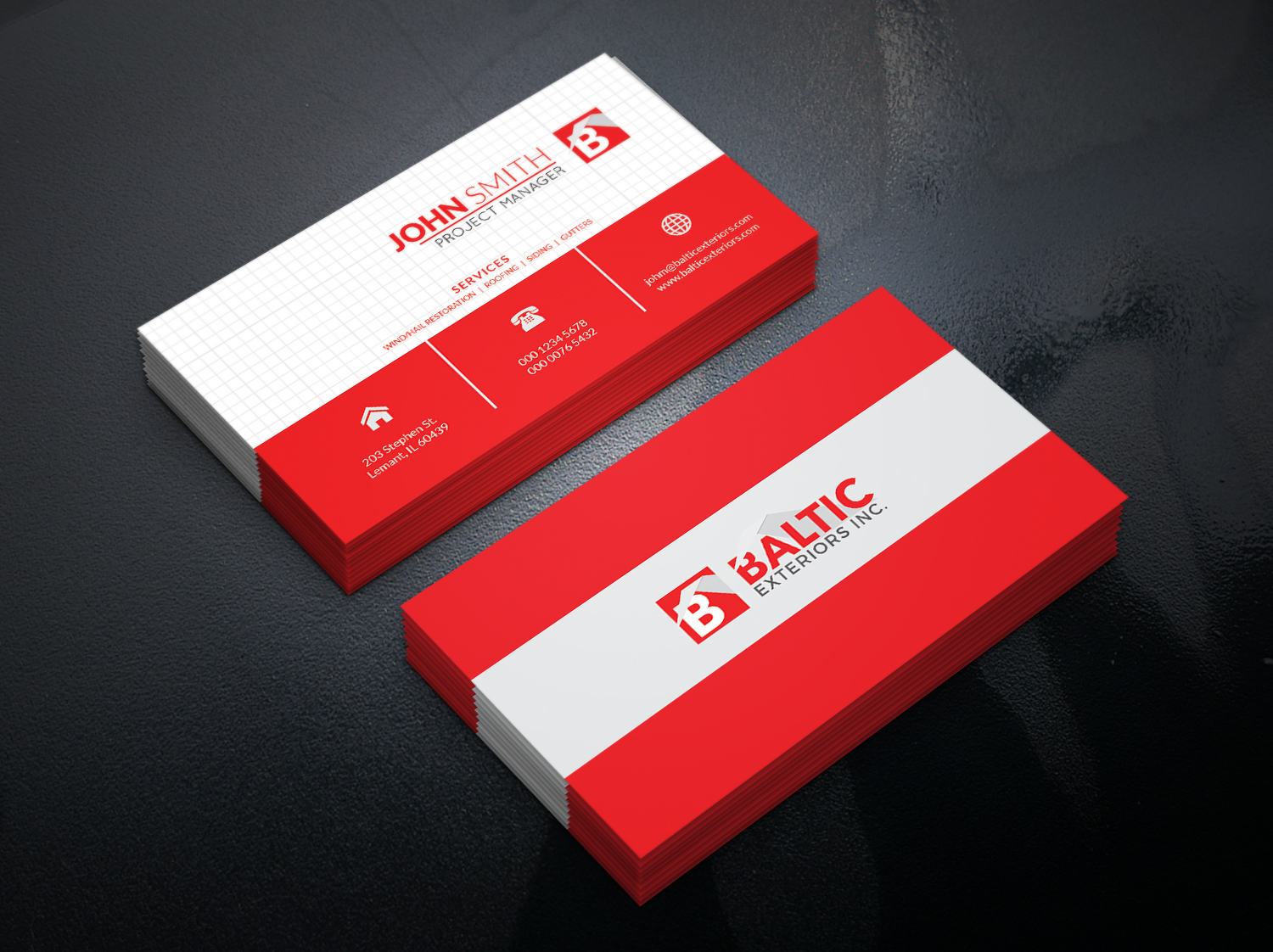 Business Card Design by Mime Artworks for Baltic Exteriors | Design #17603276