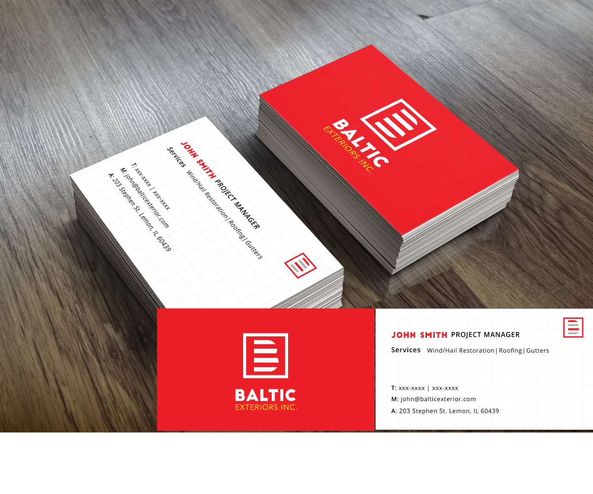 Business Card Design by Clarissa Pessoa for Baltic Exteriors | Design #17570092