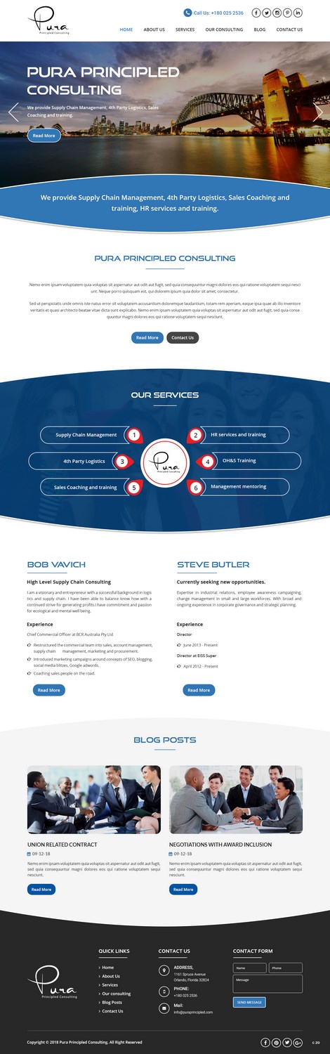 Web Design by pb for Pura Principled Consulting Pty. Ltd. | Design #17614758