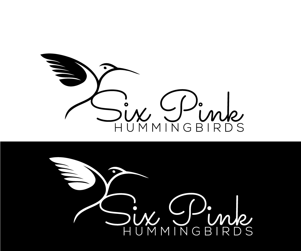 playful modern cafe logo design for six pink hummingbirds by mirza