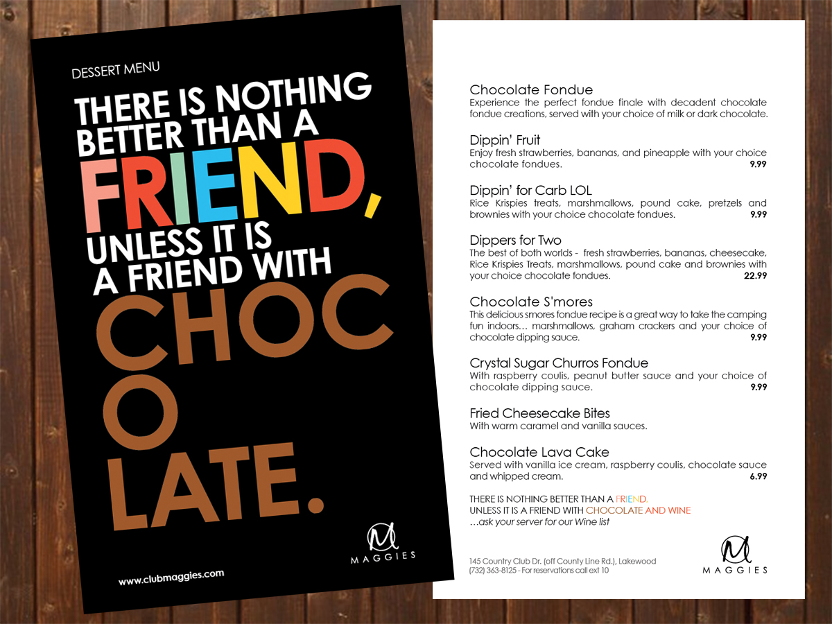 Menu Design by TonyFitz317 for this project | Design #2758636