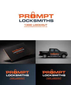 PROMPT LOCKSMITHS, on time everytime, 1300 LOCKOUT, www.promptlocksmiths.com.au | Logo Design by Sergio Coelho