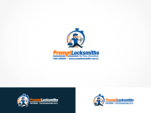 PROMPT LOCKSMITHS, on time everytime, 1300 LOCKOUT, www.promptlocksmiths.com.au | Logo-Design von ArtTank