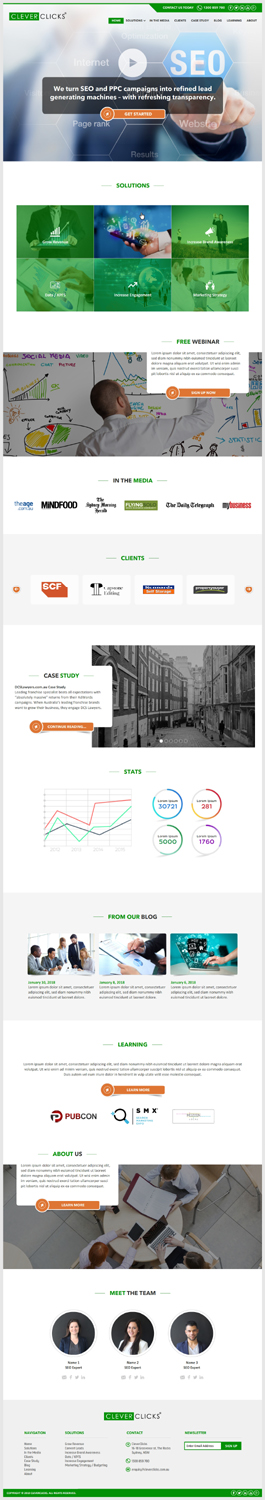 CleverClicks (1 page) homepage re-design | Web Design by -Marc-