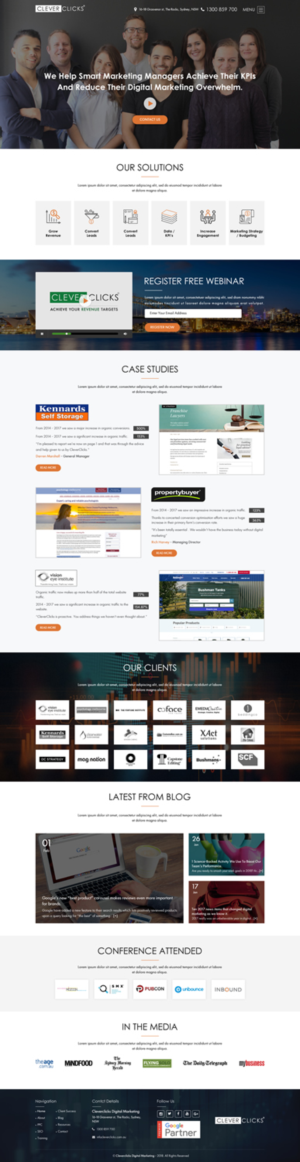 CleverClicks (1 page) homepage re-design | Web Design by Sbss